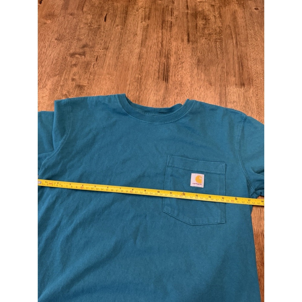 Carhartt Women's K87 Heavyweight Pocket T-Shirt XS Loose Fit Shaded Spruce Blue - Picture 3 of 6